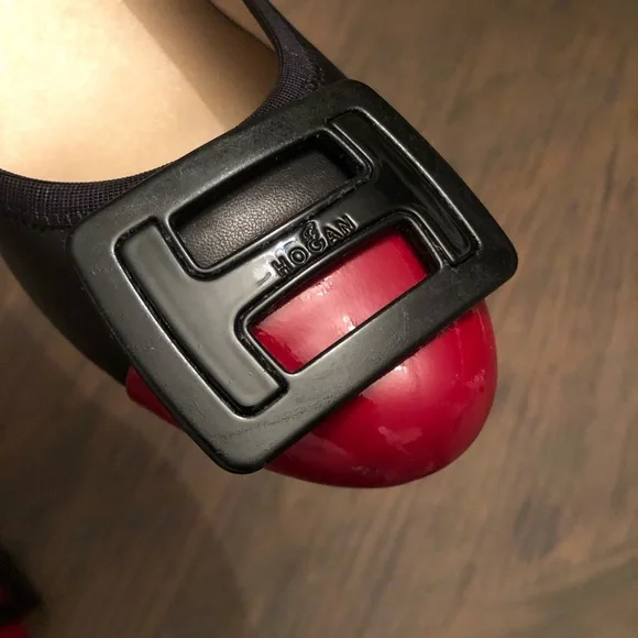 Hogan Block Heel Pumps Black with Red Cap Toe Leather and Patent 2" heel size 38 - Picture 11 of 15